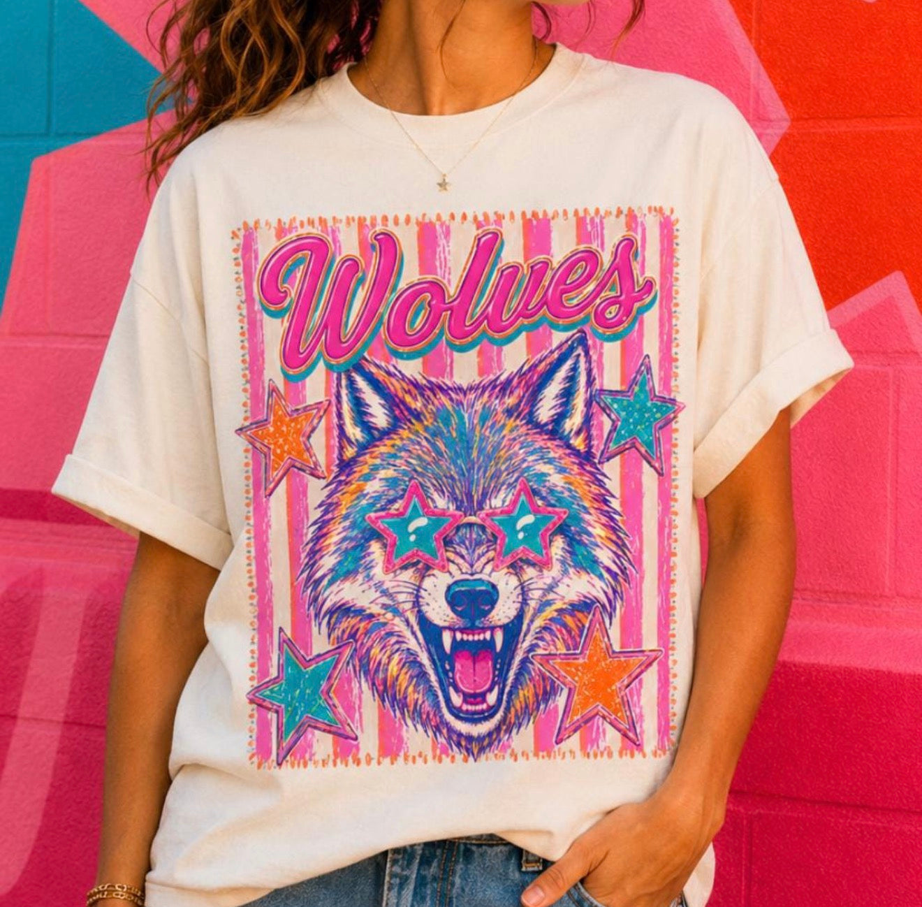 Wolves Stars & Pink Stripes