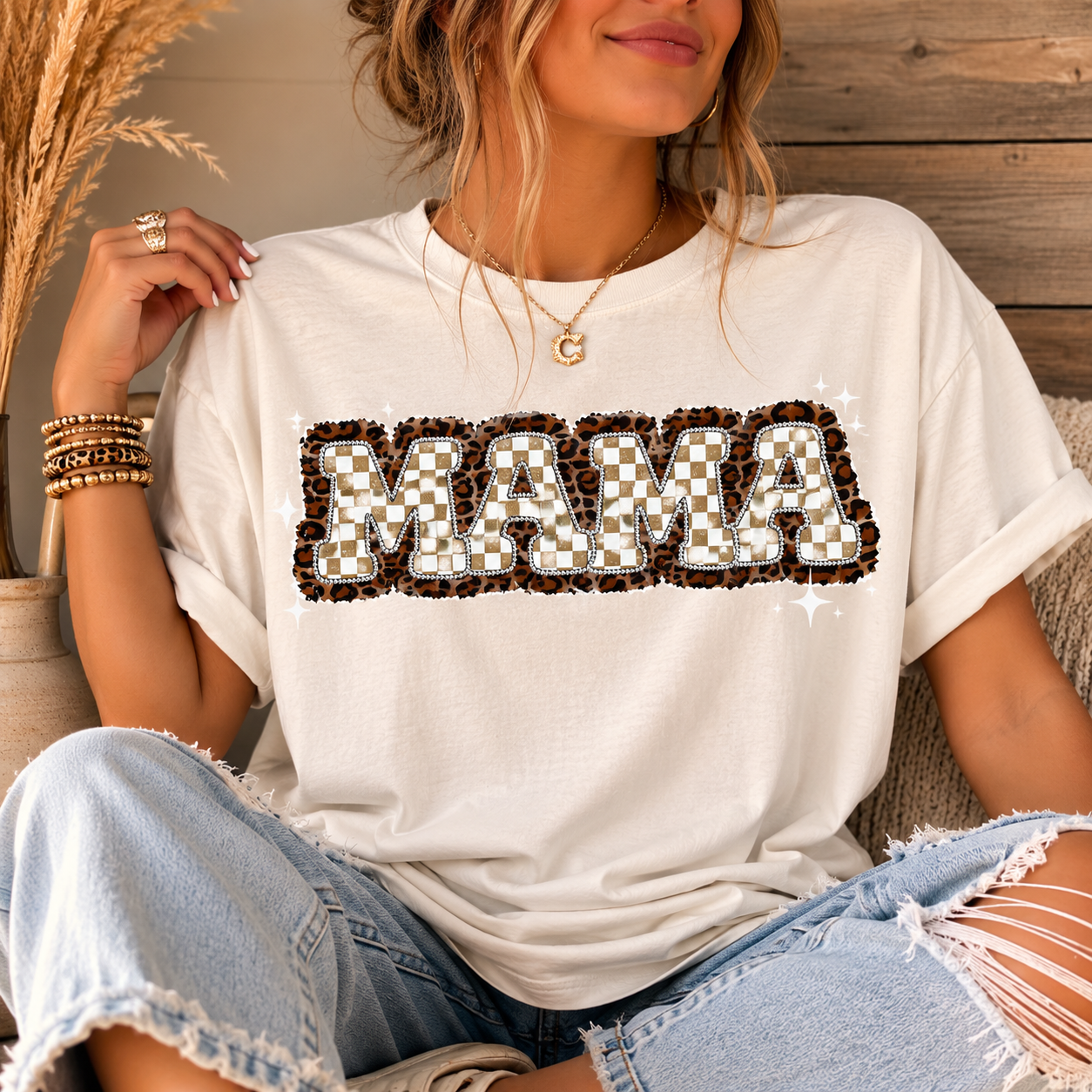 Mama Checkered tee